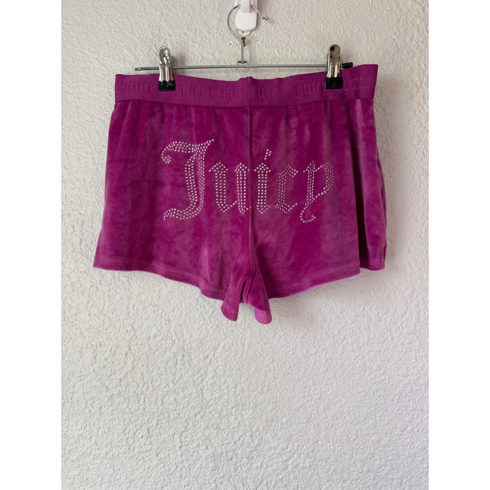 Juicy Couture Velour Sleep Shorts Magenta‎ Purple Rhinestone Logo Womens Medium